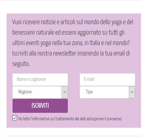 Newsletter portale EventiYoga